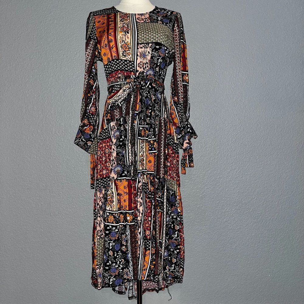 Anthropologie Jaase Handshaped in the Shed Tiered Belted Maxi Dress EUC Size XS